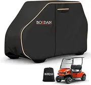 BORDAN 2 Passengers Waterproof Golf Cart Cover, 600D Heavy Duty Golf Cart Rain Cover with Zipper Doors Windproof Sunproof, Universal Fits for Most Brand EZGO Club Car Yamaha (3 Sizes)