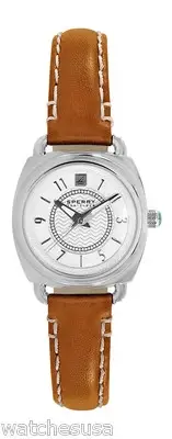 Sperry Top-Sider Womens Silver Dial Brown Leather Strap Watch 103439