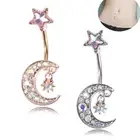 Navel Belly Button Rings Bar Crystal Moon Star Dangle Body Piercing Jewelry SFR