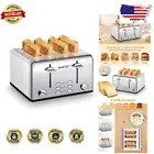 Efficient 4-Slice Stainless Steel Toaster with Removable Tray & Defrost Function