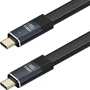 tunghey USBC Cable 20Gbps Flat Slim FPC Cable, 8K@60Hz USB C Cable-100W PD Fast Charging-USB 3.1 Gen 2 20Gbps Type-C Data Transfer, USBC to USB C Video for 15 16 Pro Max (Black, 0.2M)
