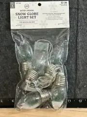 LED Snow Globe Bulb 6 Christmas Tree String Lights Set battery operated NEW