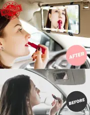 Rechargeable Car Vanity Mirror w Dimmable 60 LED Lights 3 Modes, Touch Control