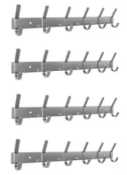 Brushed Nickel Coat Rack Wall Mount with 6 Double Hooks for Hanging – 17 Inch...