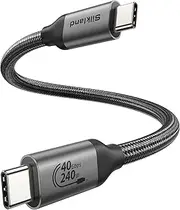 Silkland USB 4 Cable for Thunderbolt 4 Cable 0.3M, 40Gbps Data Transfer, 240W Fast Charging, 8K/5K@60Hz, Short USB C Thunderbolt Cable, USB C Data Cable Compatible for SSD, Docking, Hub, Macbook, iPad