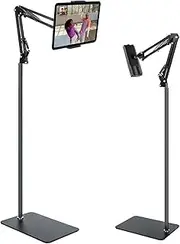 Adjustable Hands Free Floor Stand Holder Overhead Bed Phone Mount Height Adjustable Arm Stretchable Stand Holder for Tablet iPad iPhone Galaxy Tab, Surface Pro,Kindle,Switch up to 12.9