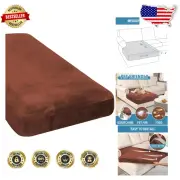 Plush Velvet Chaiselong Cover with Elastic Fit for Contemporary Sofa - Rust