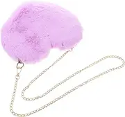 [LIFKOME] Gril Heart Shape Pouch Chain Plush Single Shoulder Bag Ideal for Daily Use Travel Work