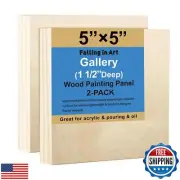 Falling in Art 2 Pack Unfinished Wooden Canvas Panels, 5x5 Gallery Birch Wood