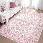 Pink Rugs for Bedroom Girls: 5x7 Washable Boho Large Neutral Cute Soft Area