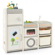 Giantex Kids Toy Organiser Storage Cabinet w/Removable Sink/Magnetic Whiteboard/2 Pull-out Boxs Playroom Living Room