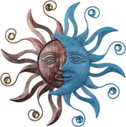 MUMTOP Metal Sun Moon Wall Decor, 13.26 Inch Outdoor Fence Wall Art, Hanging