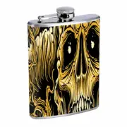 Yellow Skeleton Em1 Flask 8oz Stainless Steel Hip Drinking Whiskey