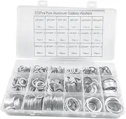 570 PCS 18 Sizes Car Oil Crush Washers Assortment Kit, Aluminum Auto Engine Oil Drain Plug Gasket, Assorted Sizes M6 M8 M10 M12 M14 M16 M18 M20 M22 M24 for Vehicle Use, Universal Fit