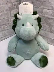 Kellytoy Baby Plush Green Dinosaur Triceratops Rattle 18" Stuffed Animal NWT