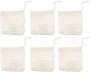 Amagogo 6x Soap Bag Mesh Foaming Net Soap Saver Bags, Mesh Foaming Net for Exfoliating Bathroom Bathing Body Face Cleaning, White Bead