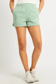 Green Track Shorts High Rise Elastic Waist - Size 8, Women's Track Short