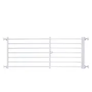 Pet Dog Safety Gate Cat Fence Enclosure Guard Stair Security Barrier Retractable Portable Puppy Low Containment System Metal White 35cm High