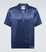 [Frescobol Carioca] Frescobol Carioca Roberto silk bowling shirt UK 16 blue