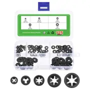 125Pcs Internal Tooth Washers Assortment Kit, 65Mn, 5 Size, Black