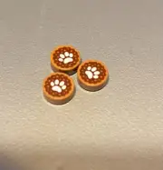 Lego PN98138pb055 - Tile 1 x 1 w/ Paw Print Pattern -Med Nougat - 3 Pcs New