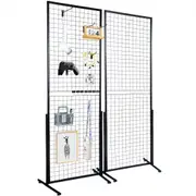 VEVOR 2' x 5.6' Grid Wall Panels Tower, 2 Packs Wire Gridwall Display Racks with T-Base Floorstanding, Double Side Gridwall Panels for Art Craft Shows