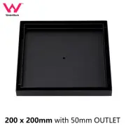 Matte Black 200mm Large Square Tile Insert Shower Grate Floor Drain 50mm Waste