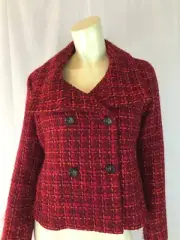 Talbots Blazer Coat 4P New Red plaid Acrylic Wool Nylon Blend