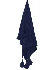 [MAINE & CRAWFORD] Hania Chunky Knit Throw Blanket With Tassels 152x127cm in Navy