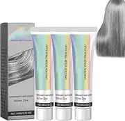 Caremey Silver Hair Dye,Caremey 2 in 1 Natural Essence Extract Silver Hair Dye,No Bleaching SilverGrey & SmokeGrey Hairs Cream for All Hair Types (3PCS)