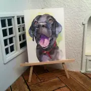 Miniature Dollhouse Room Box Wall Art Labrador Puppy Love Watercolor Print