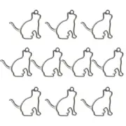 10Pcs Cat Shaped Alloy Open Back Bezel Pendants DIY Resin Frame, Black