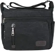 [BIGTEDDY] Retro Men's Canvas Shoulder Messenger Bag Crossbody Satchel Travel Man's Bags Black
