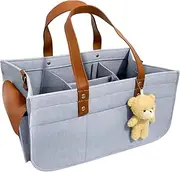 Diaper Caddy Organizer,Nursery Storage Basket, Caddy Organizer for Portable Changing Table Dresser Car, Baby Registry Baby Shower Gifts For Girl Boy(Grey)
