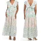 NWT House Of Harlow 1960 x Revolve Tiered Ruffle Pastel Paisley Maxi Dress