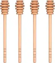4PCS Honey Mixing Stirrer, 6.3 Inches Wooden Honey Dipper, Smooth Honey Comb Stick, Honey Spoon Collecting Dispensing Drizzling Jam (Straight Handle)