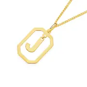 9ct Gold Octagon Floating Initial 'j' Pendant
