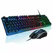 FLAGPOWER Gaming Keyboard and Mouse Combo, Rainbow Backlit Mechanical Feeling