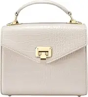 [GUPRA] VICTORIA HYDE Women's Top Handle Handbag, Leather Satchel Purses, Square Crossbody Bags(Beigeeeee)