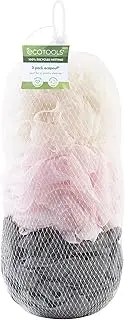 Ecotools Delicate EcoPouf (3-Pack) - Synthetic Mesh, Exfoliating Loofah - Multicolor Recycled Netting
