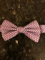 Vinegard Vines Boys Red Silk Bow Tie, Hockey Puck Geo Printed Tie, New With Tags