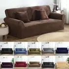 Velvet Plush Sofa Cover Sectional Elastic Slipcover Stretch 1/2/3/4 Seater