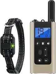Dog Training Collar, 2624ft Range Dog Shock Collar with Beep Vibration Shock Light, Waterproof Electric Dog Collar Set for Small Medium Large Dogs-Gold
