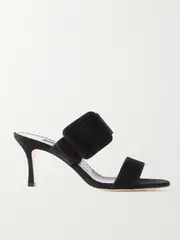 [Manolo Blahnik] Manolo Blahnik - Gable 70 Buckled Suede Mules - Black - IT40.5 IT 40.5 Black