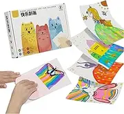 Lovyan 22PCS Rainbow Scratch Art Cards Squeeze Magic Reveal Craft Kits, Double-Sided Dot Line Color Scratch Painting Paper Set Party Favors for Boys and Girls