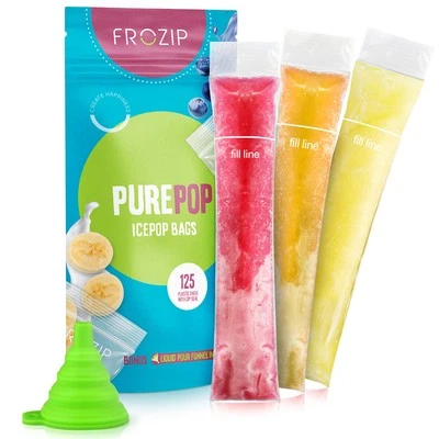 125 Disposable Ice Popsicle Mold Bags| BPA Free Freezer Tubes With Zip Seals ...
