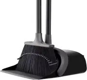 Upgrade Broom and Dustpan Set for Home, 52'' Long Handle, Standing Gray