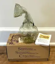 NIB Josef Flek Signed Galloping KINIGHTS DECANTER Forest Glass Czech Handmade