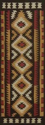 Geometric Brown Wool Kilim Oriental 9 ft Runner Flat Weave Reversible Rug 3x9