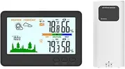 Indoor Outdoor Hygrometer 433 Wireless Weather Station LCD Backlit Temperature Humidity Monitor with 328ft/100m Remote Transmitter Barometric Pressure Display Low Battery Alert